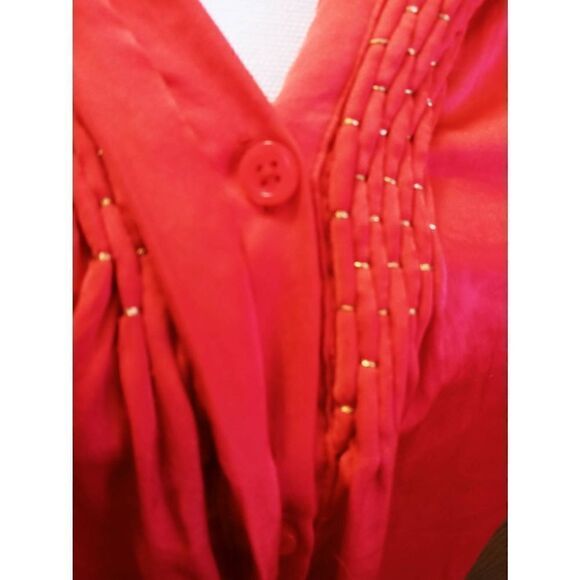 Dana Buchman Button Down Style  Polyester Stretchy Sleeve Cap Top-Large - Picture 2 of 6